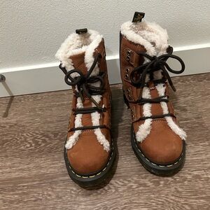 Dr. Martens Tan Winter Boots with White Lining